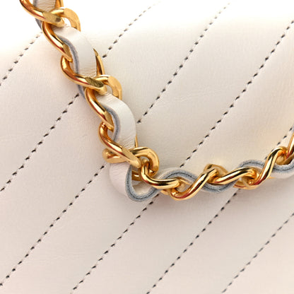 Chanel Lambskin Diagonal Quilted Small Single Flap White 11 of 12