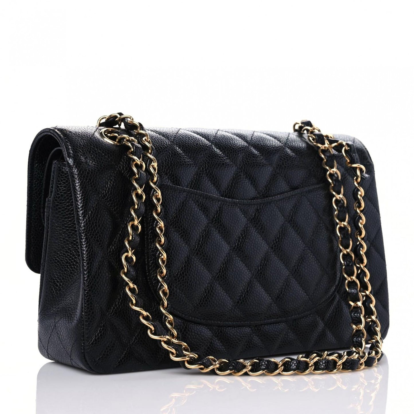 Caviar Quilted Medium Double Flap Black