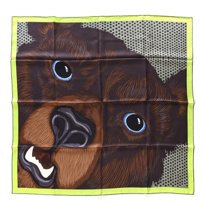 Hermes Silk Grrrrr! Scarf 100 Marron Lime Sapin 1 of 3