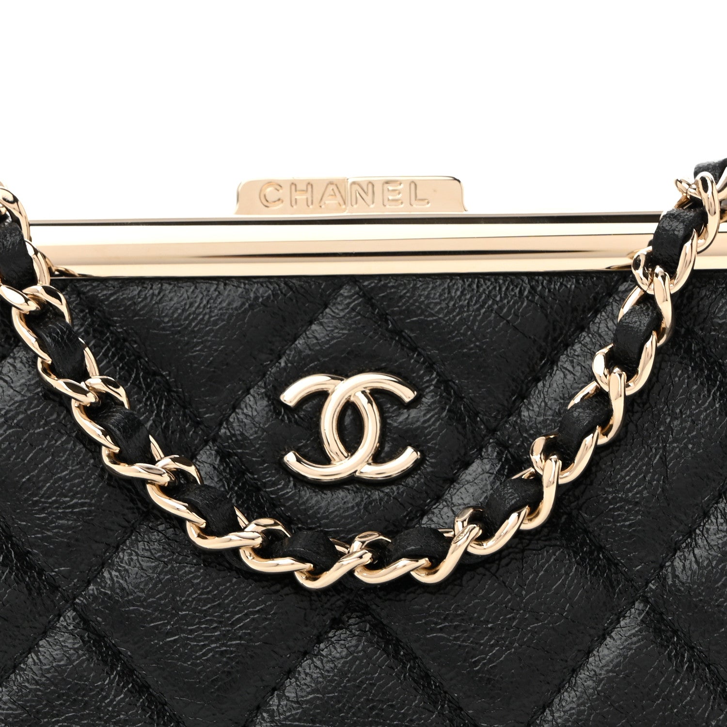 Chanel Lambskin Quilted Frame Clutch With Chain Black 8 of 10