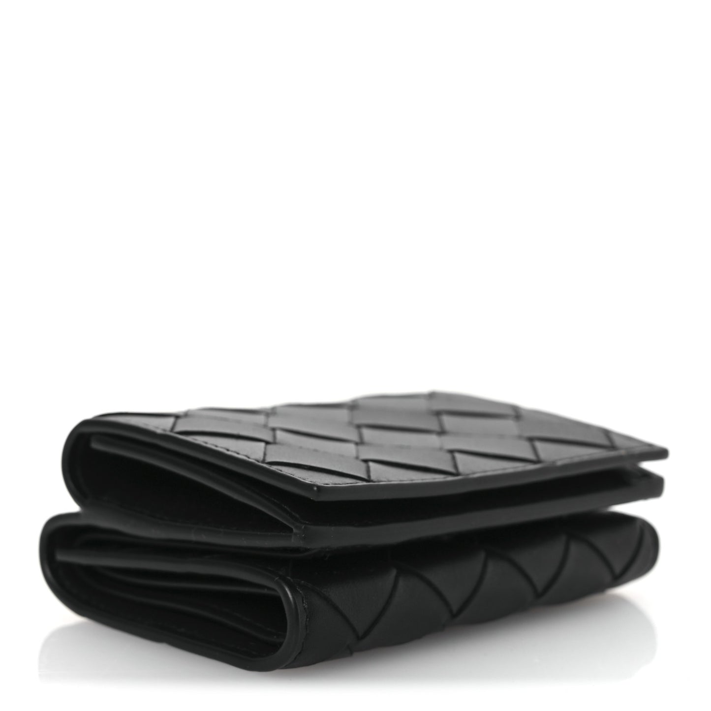 Nappa Maxi Intrecciato Tri-Fold Wallet Black