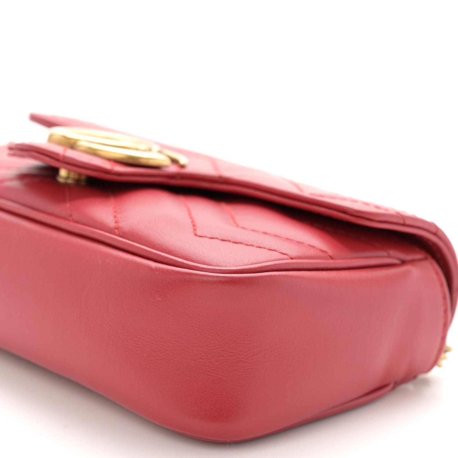 Gucci Calfskin Matelasse Super Mini GG Marmont Shoulder Bag Hibiscus Red 10 of 11