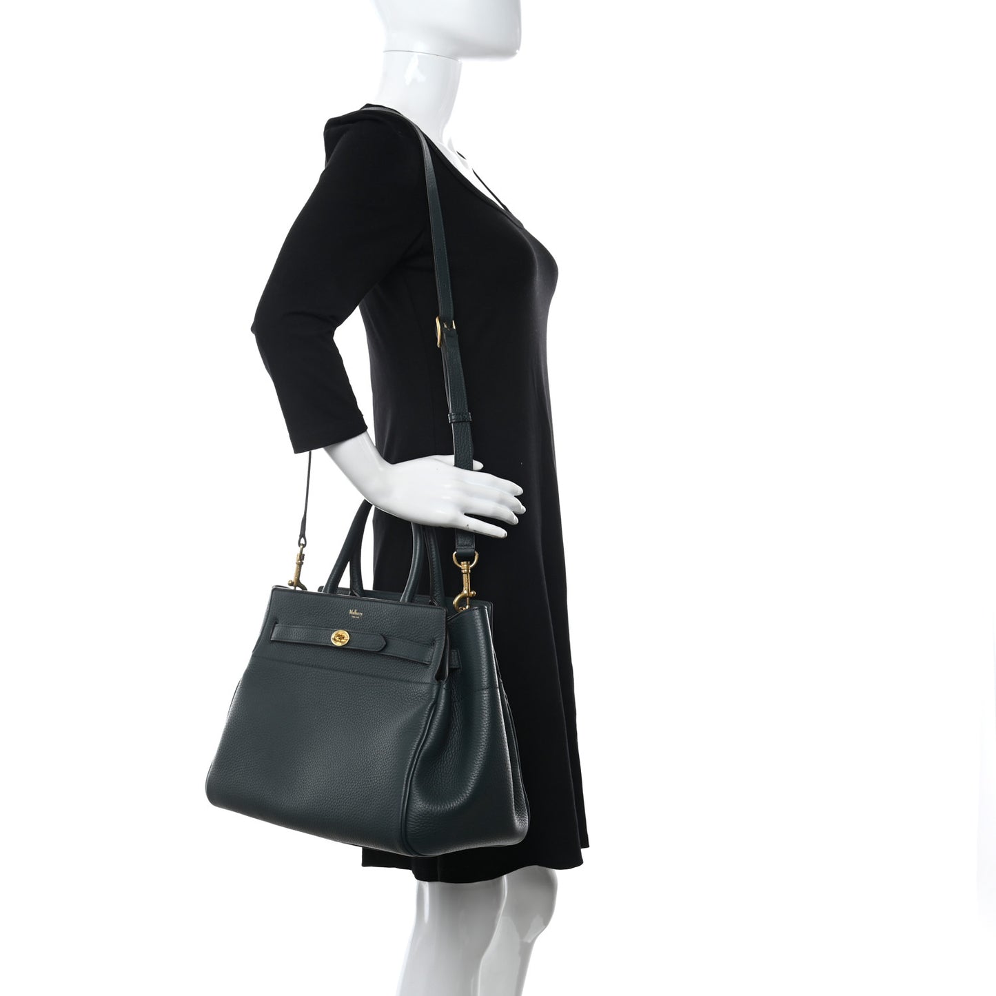 Heavy Grain Belted Bayswater Tote Mulberry Green