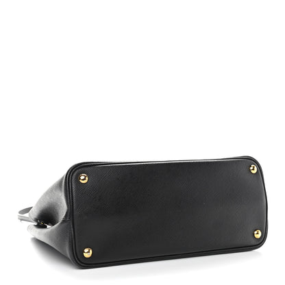 Prada Saffiano Cuir Medium Double Bag Black Fuoco 4 of 13
