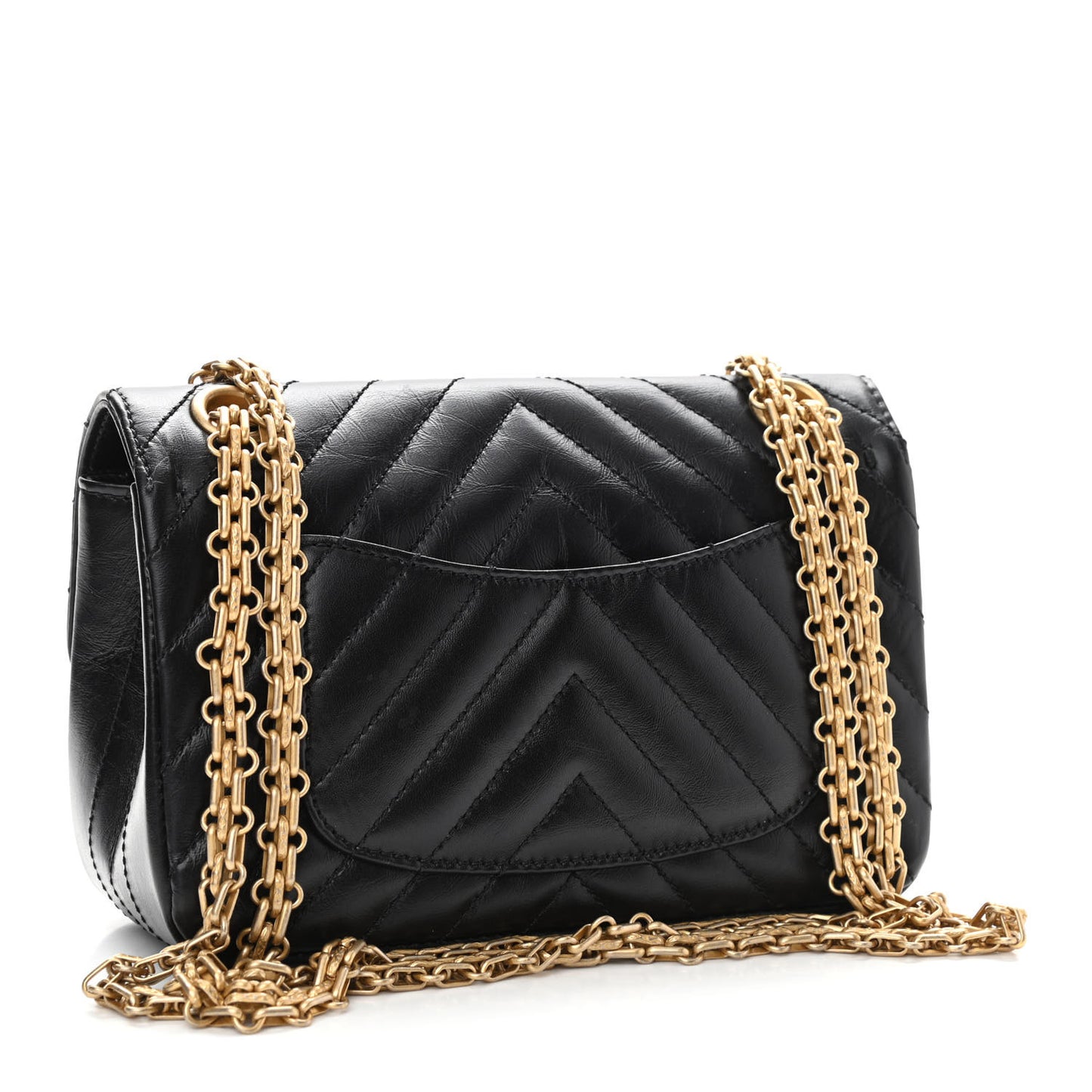 Aged Calfskin Chevron Quilted 2.55 Reissue Mini Flap Black