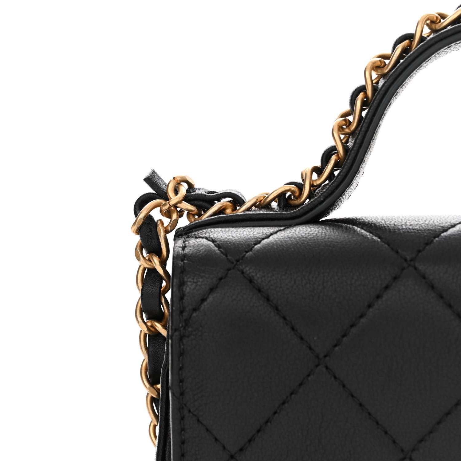 Chanel Lambskin Quilted Small Chain Infinity Top Handle Flap Black 13 of 14