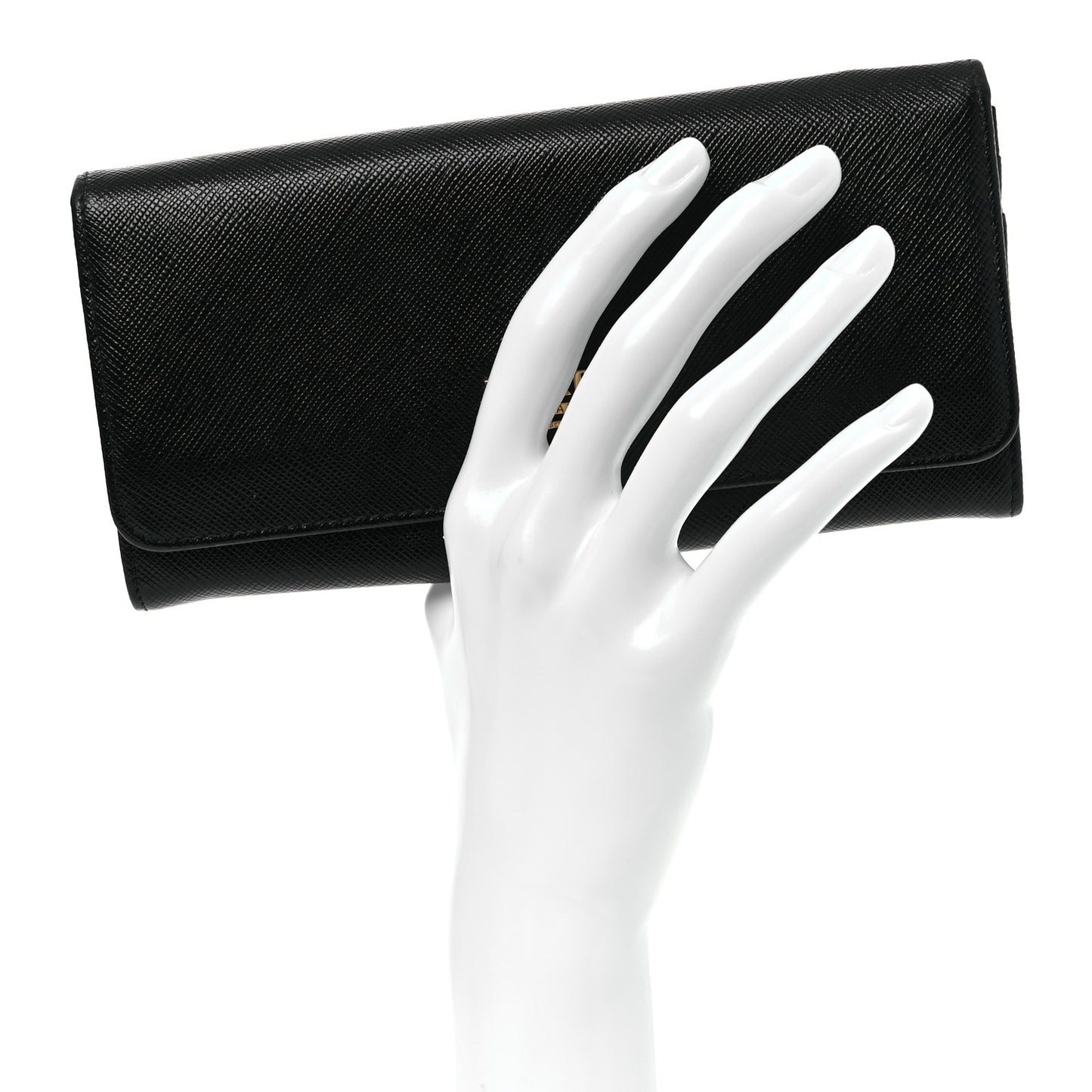 Saffiano Metal Continental Flap Wallet Black