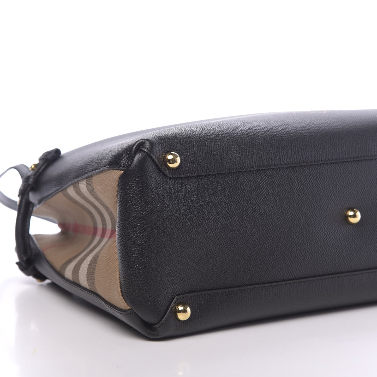 Grainy Calfskin House Check Large Banner Tote Black