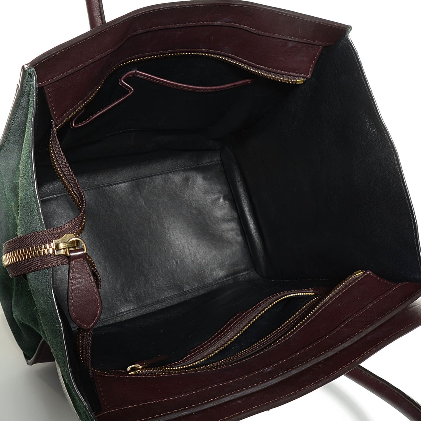 Smooth Calfskin Suede Mini Tri-Color Luggage Burgundy