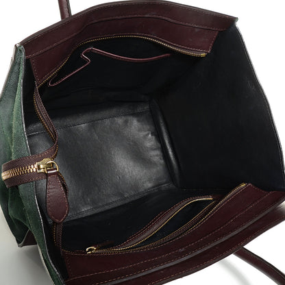 Celine Smooth Calfskin Suede Mini Tri-Color Luggage Burgundy 5 of 9