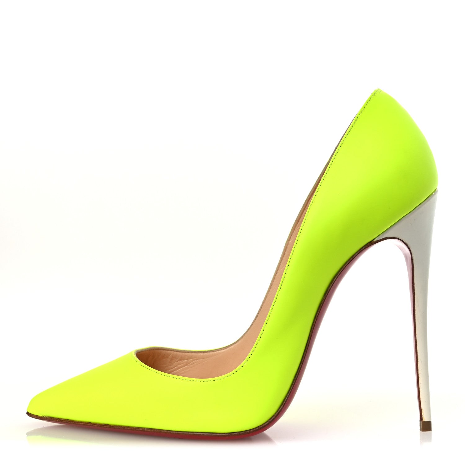 Christian Louboutin Matte Calfskin Jazz Calf Fluo So Kate 120 Pumps 38 Jaune White 1 of 13