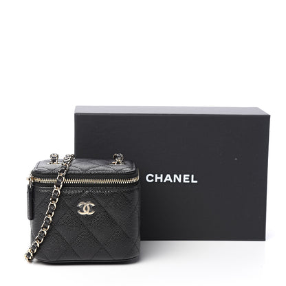 Chanel Caviar Quilted Mini Vanity Case With Chain Black 9 of 9