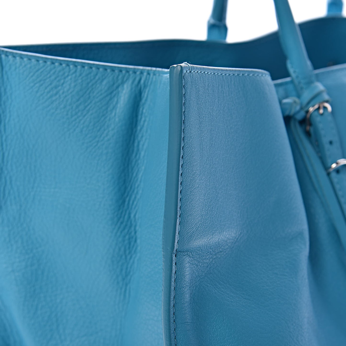 Supple Calfskin Papier A4 Tote Bleu Caraibes