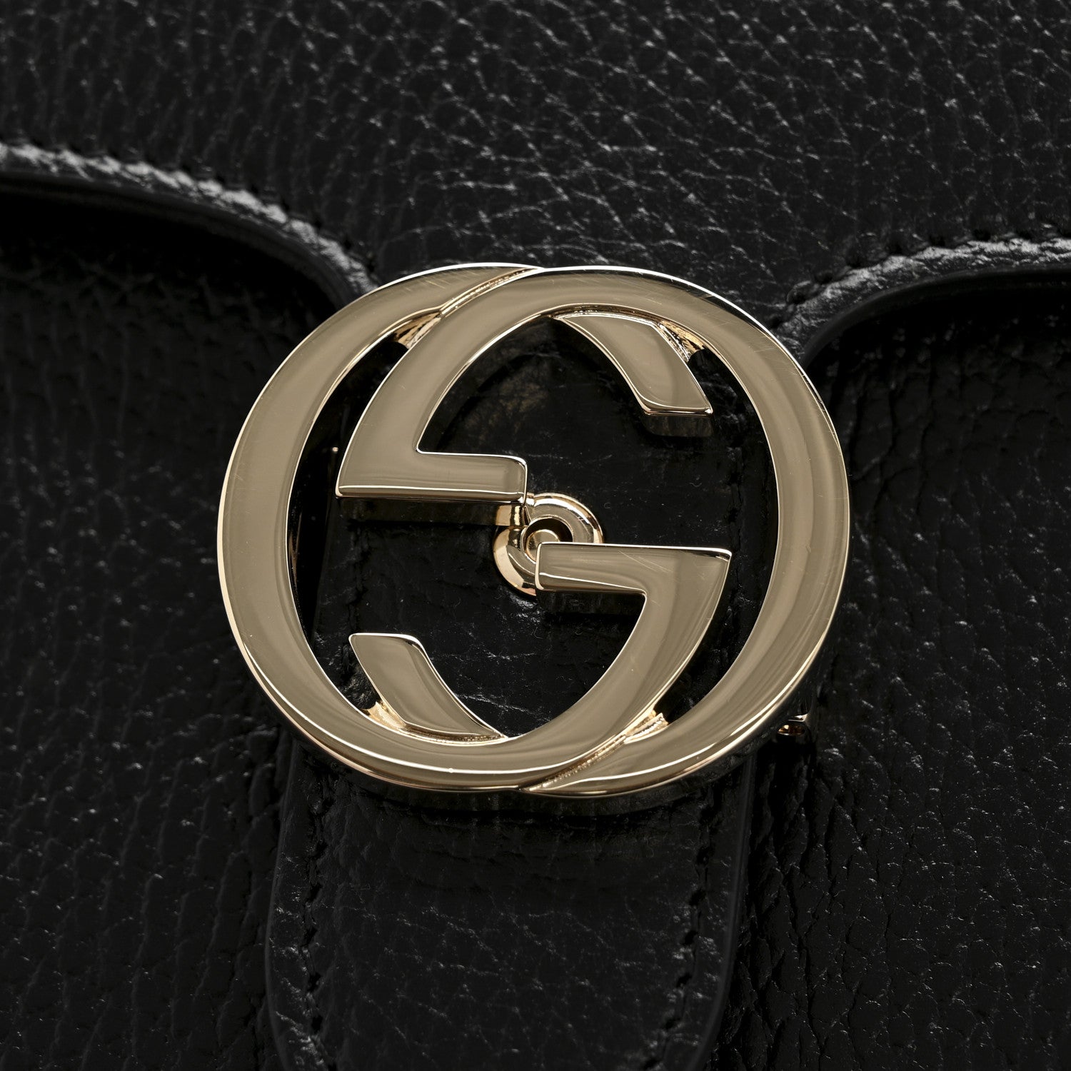 Gucci Dollar Calfskin Interlocking G Shoulder Bag Black 12 of 12