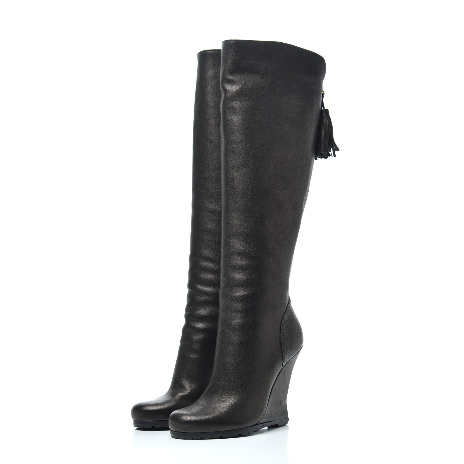 Saint Laurent Calfskin Jinny 105 Thigh High Boots 35 Black 4 of 23