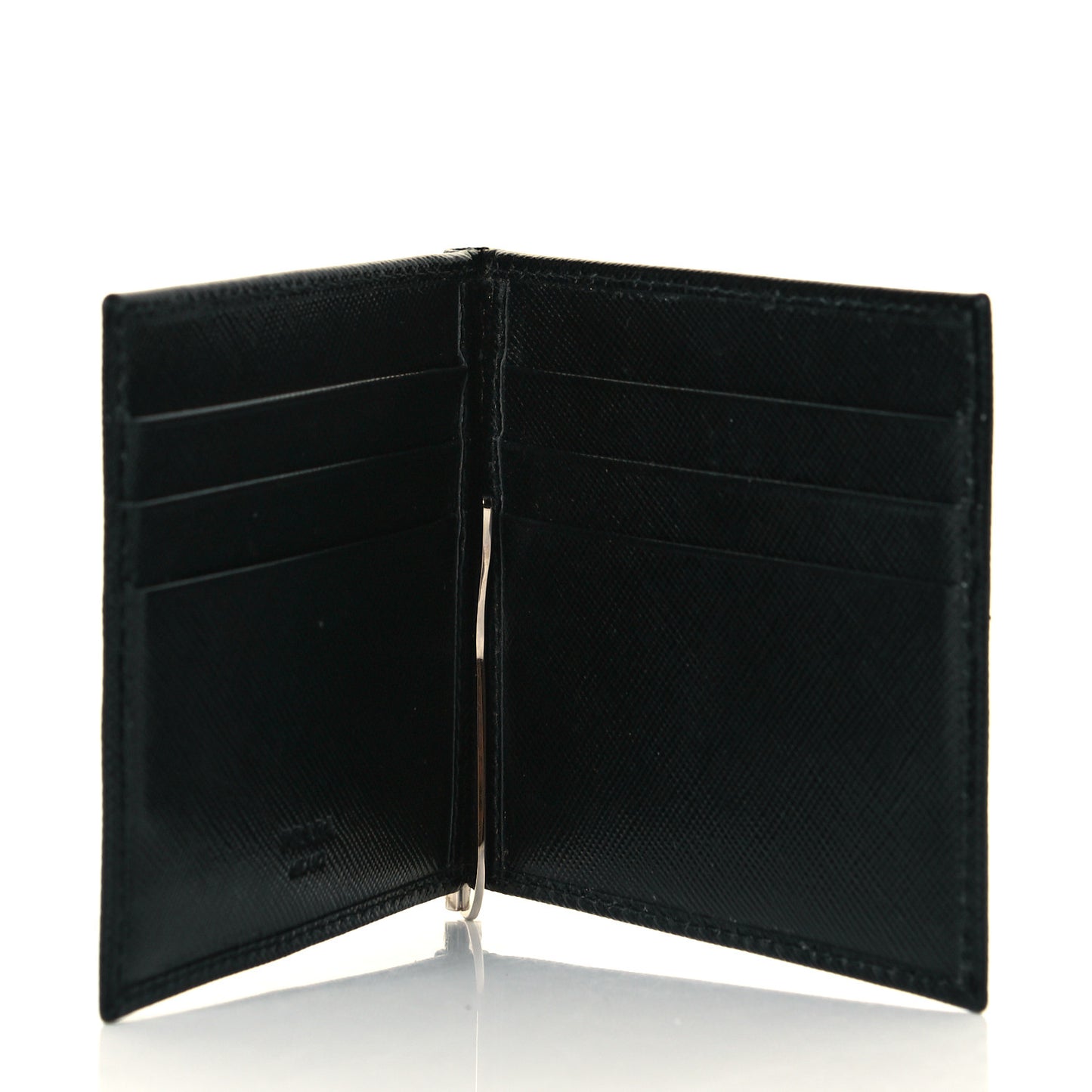 Saffiano Money Clip Bi-Fold Wallet Black