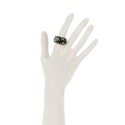 Chanel Resin Pearl CC Ring Black 7 2 of 5