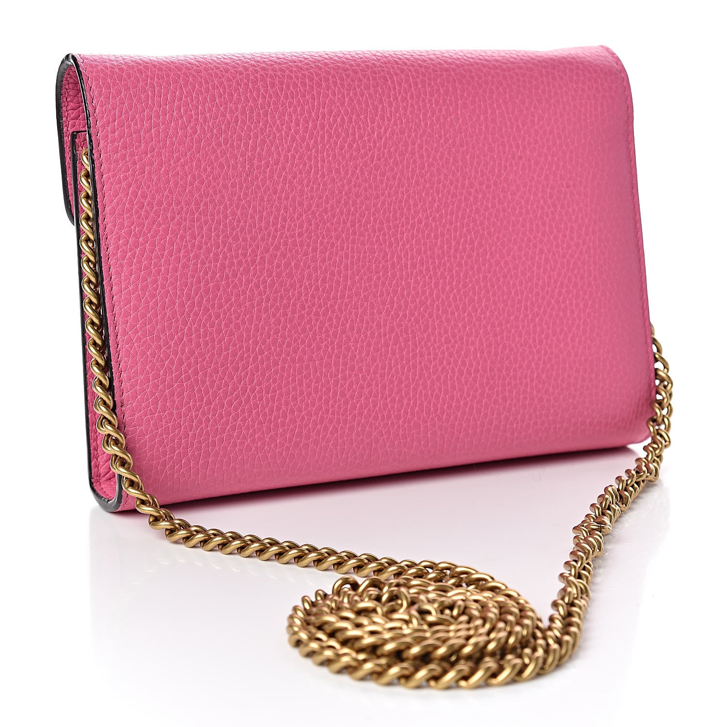 Gucci Cellarius Calfskin GG Marmont Chain Wallet Pink Tropical Flower 3 of 10