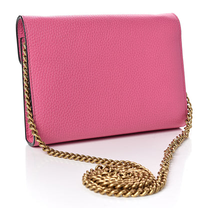 Gucci Cellarius Calfskin GG Marmont Chain Wallet Pink Tropical Flower 3 of 10