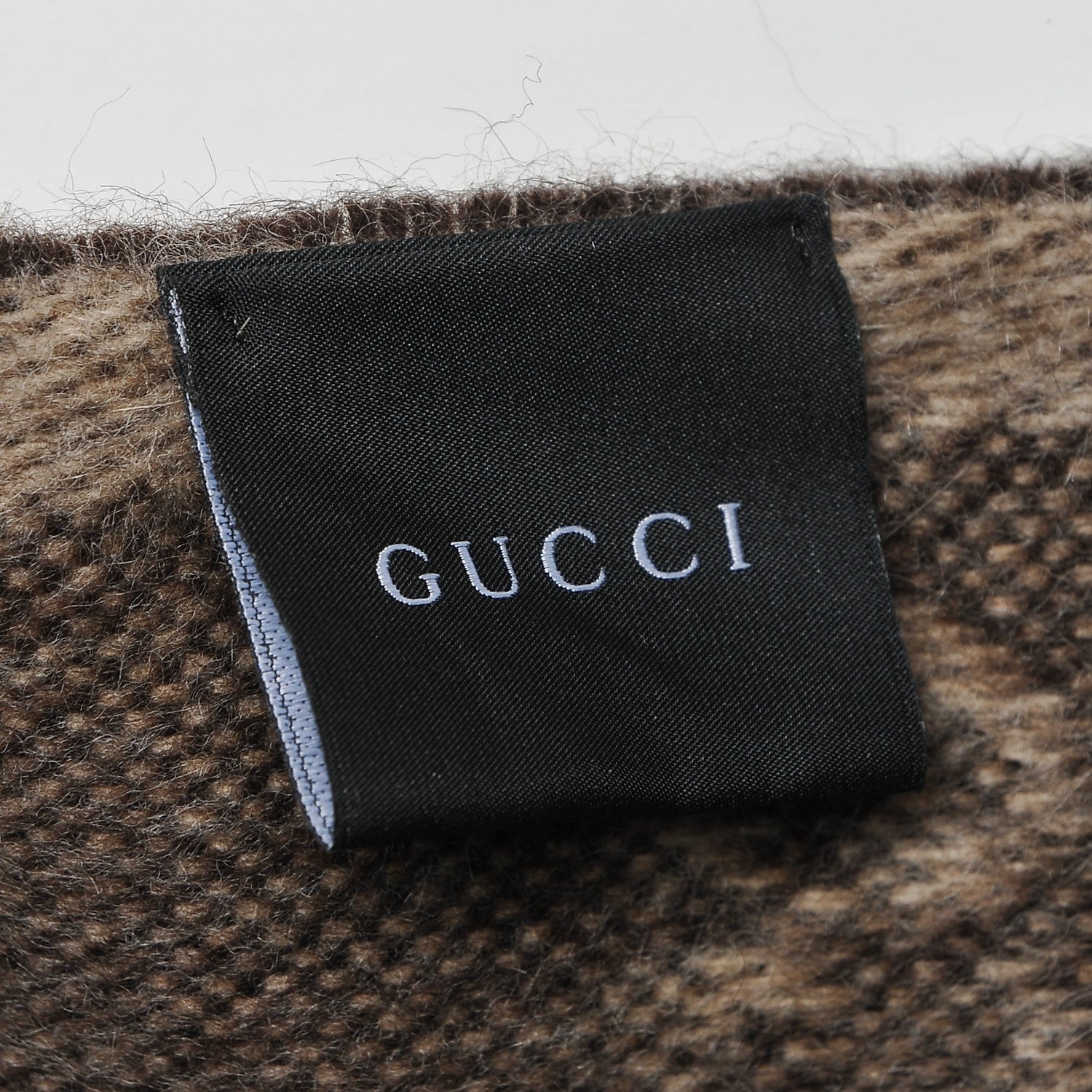 Gucci Wool Angora Monogram Web Scarf Dark Brown 4 of 4