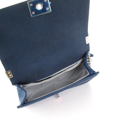 Chanel Canvas Quilted Medium Fluo Boy Flap Dark Navy Fuchsia Grey 5 of 8