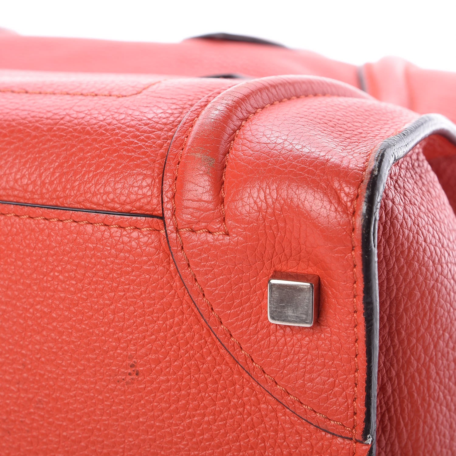 Celine Drummed Calfskin Mini Luggage Vermillion 10 of 10