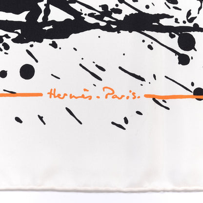 Hermes Silk Cheval Surprise Scarf 90 White Black 2 of 4