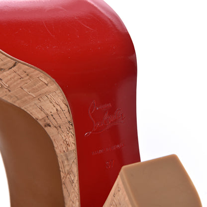 Christian Louboutin Calfskin Cork Dona Anna 120 Wedges 37 Caramel Natural 6 of 9