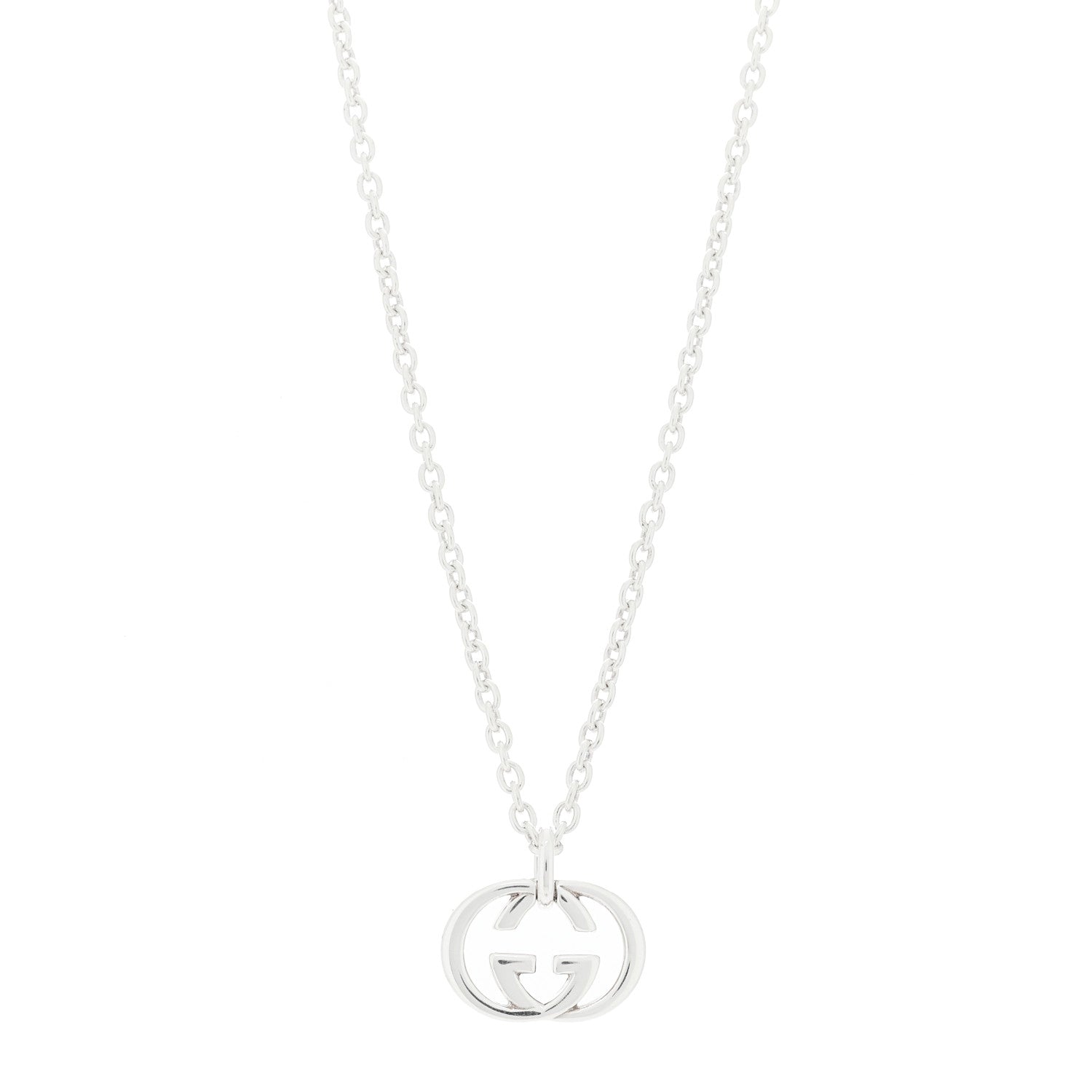 Gucci Sterling Silver Britt Interlocking GG Pendant Necklace 1 of 4