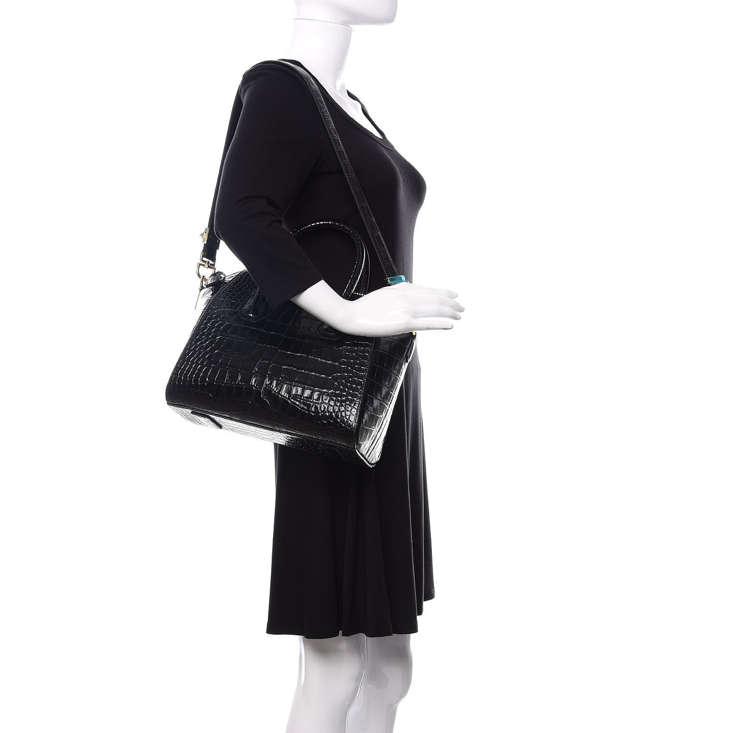 Givenchy Calfskin Crocodile Embossed Small Antigona Black 2 of 11