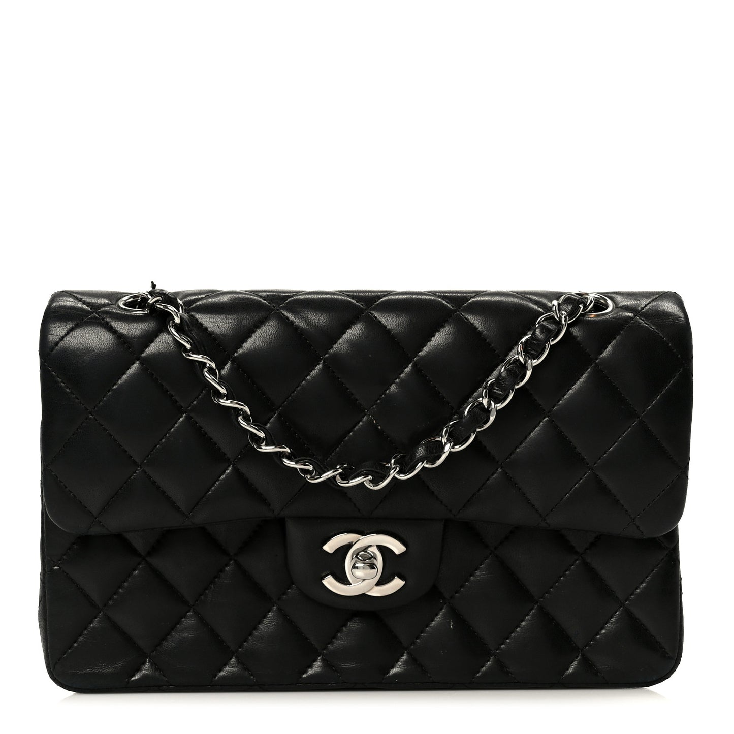 Lambskin Quilted Small Double Flap Black