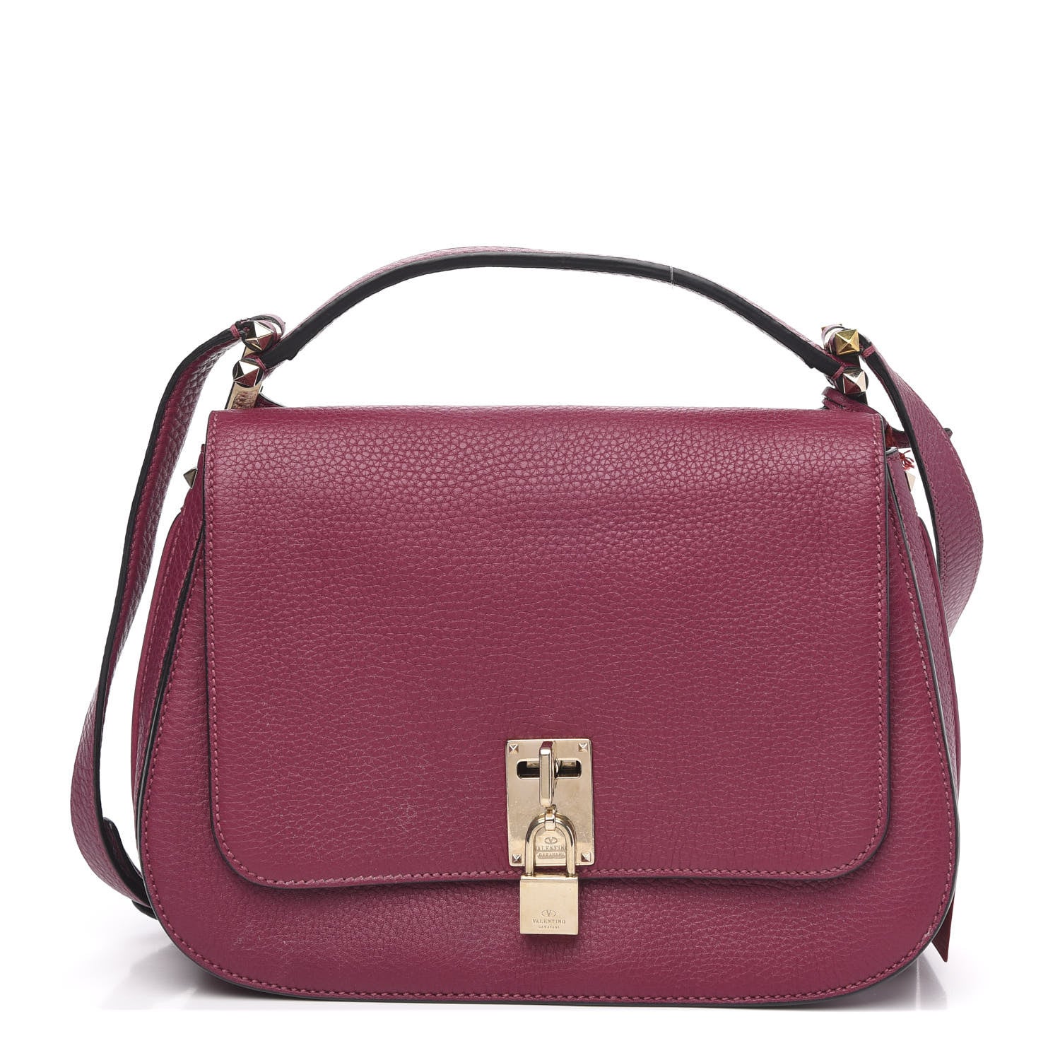 Valentino Garavani Pebbled Calfskin Joylock Flap Messenger Bag Camelia 1 of 13