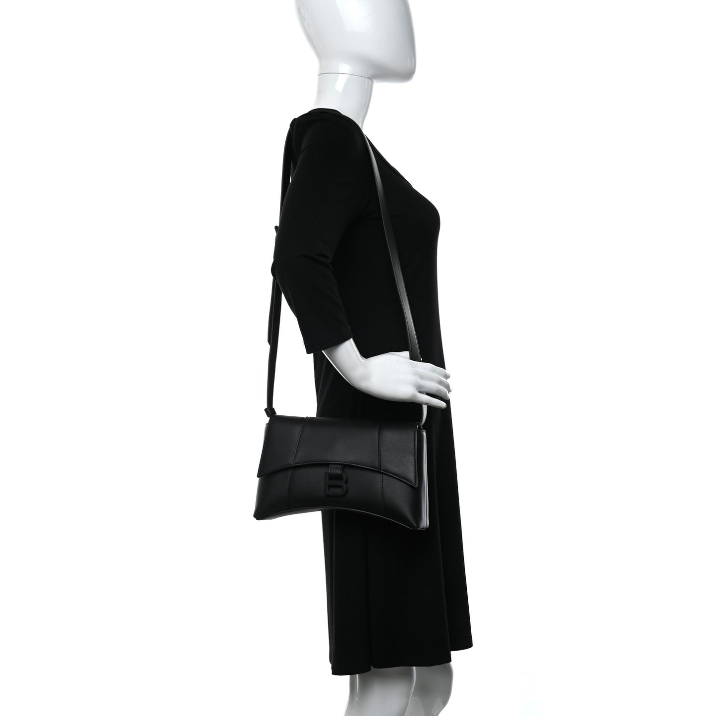 Semi Shiny Smooth Calfskin XS Downtown Shoulder Bag Black