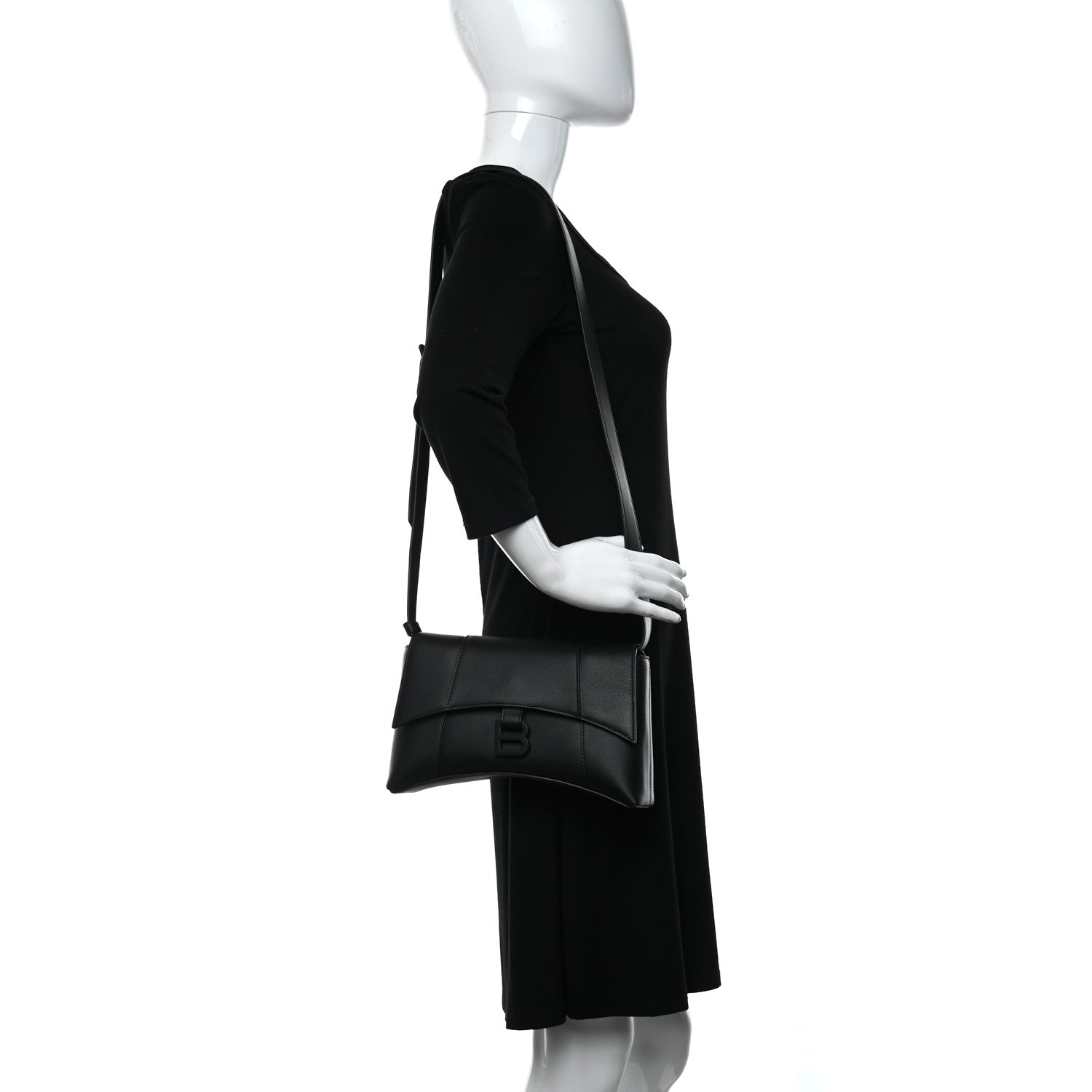 Balenciaga Semi Shiny Smooth Calfskin XS Downtown Shoulder Bag Black 2 of 15