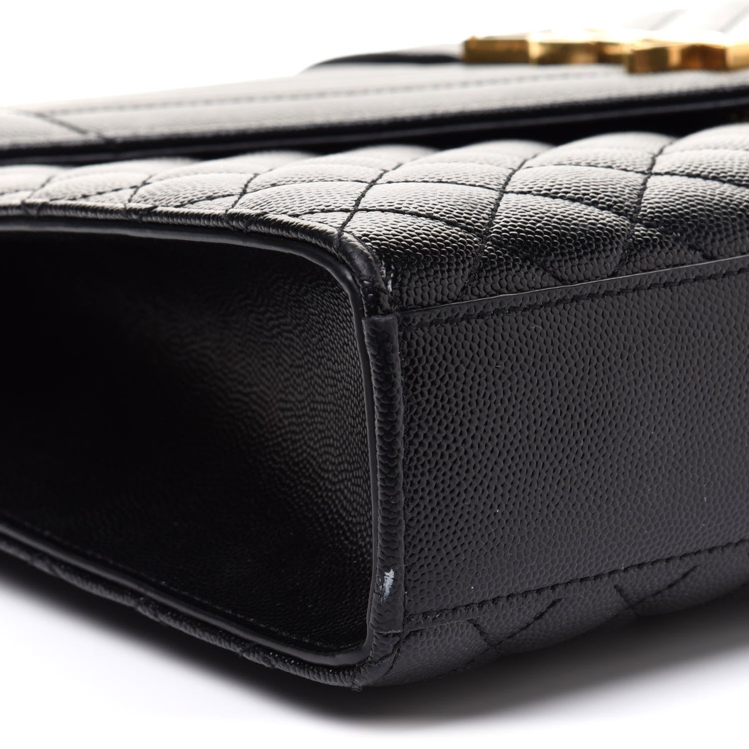 Saint Laurent Grain De Poudre Textured Mixed Matelasse Large Triquilt Monogram Satchel Black 10 of 13