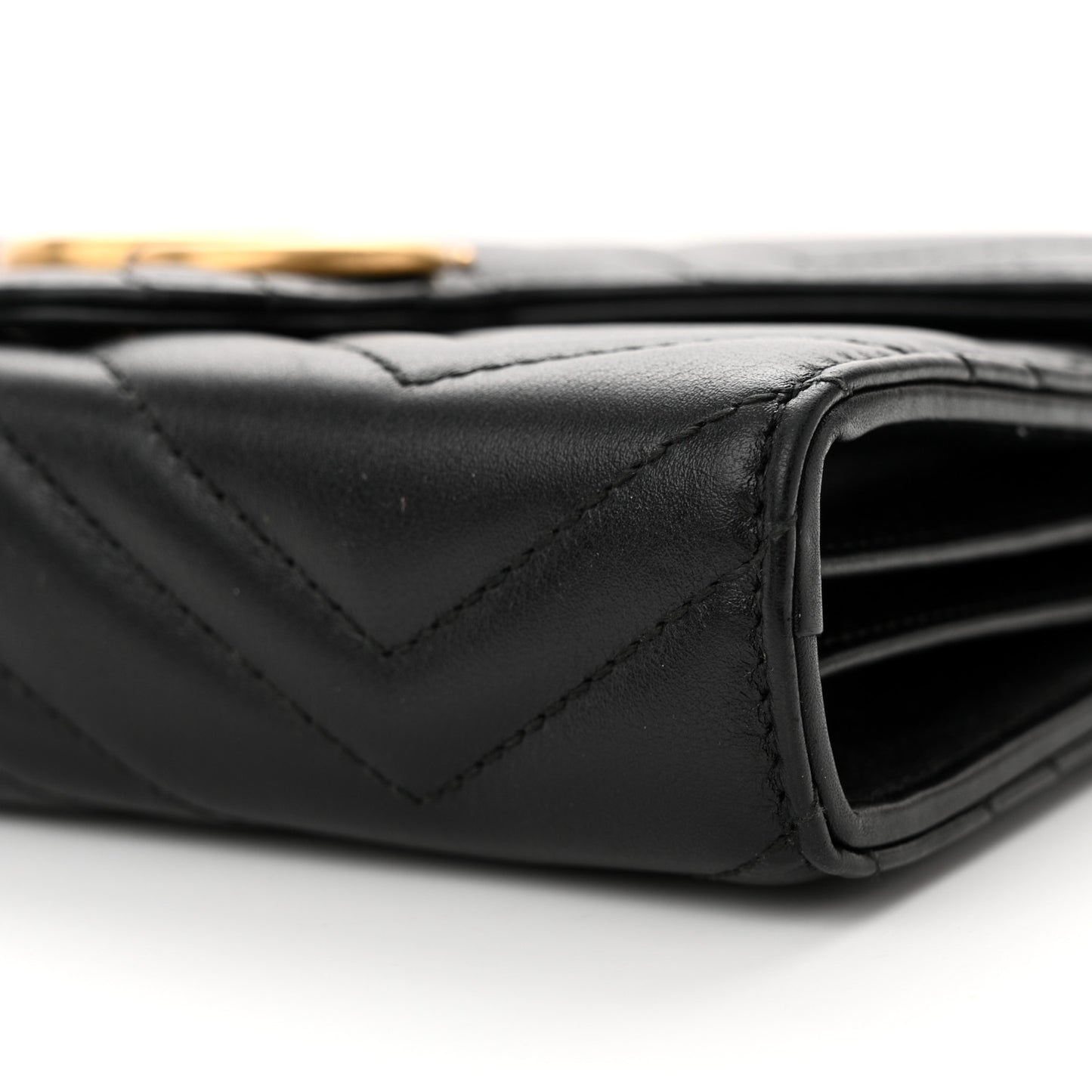 Calfskin Matelasse GG Marmont Chain Wallet Black
