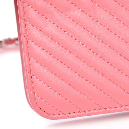 Chanel Calfskin Chevron Quilted Boy Wallet On Chain WOC Pink 13 of 14