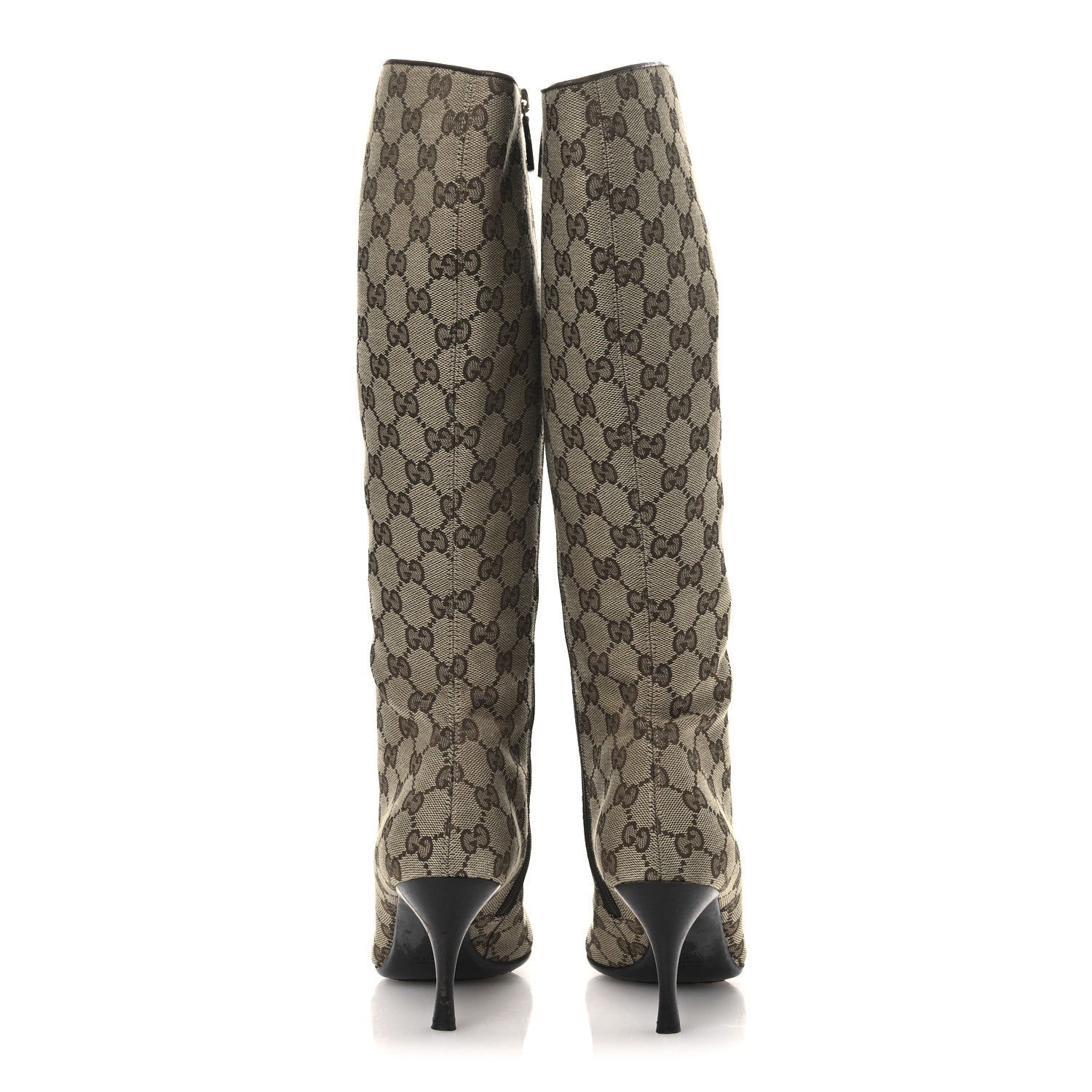 Gucci Monogram Womens Tall Boots 38 Beige Ebony 6 of 11