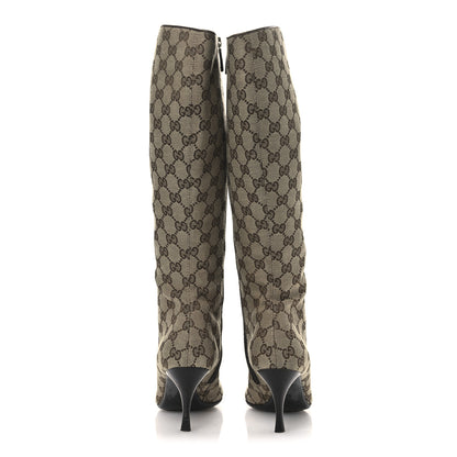 Gucci Monogram Womens Tall Boots 38 Beige Ebony 6 of 11