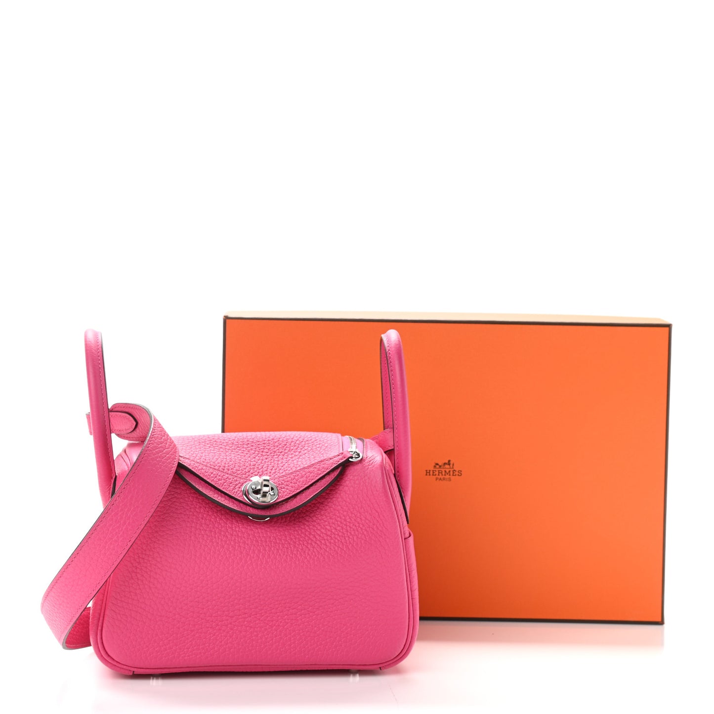 Taurillon Clemence Mini Lindy 20 Rose Shocking