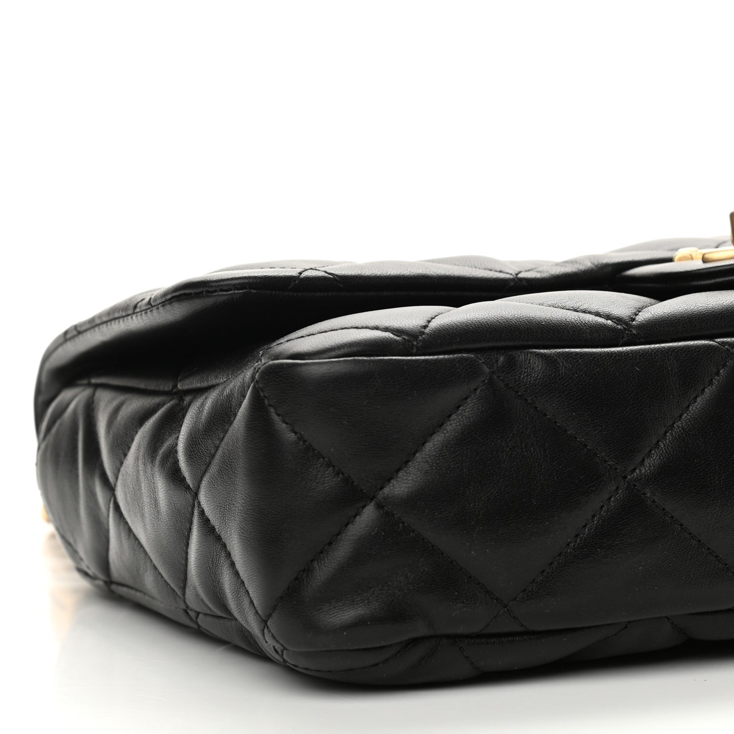 Lambskin Quilted Large CC Funky Town Flap Black