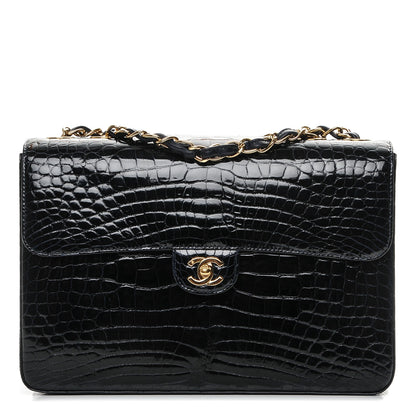 Chanel Alligator Jumbo Single Flap Navy Blue 1 of 7