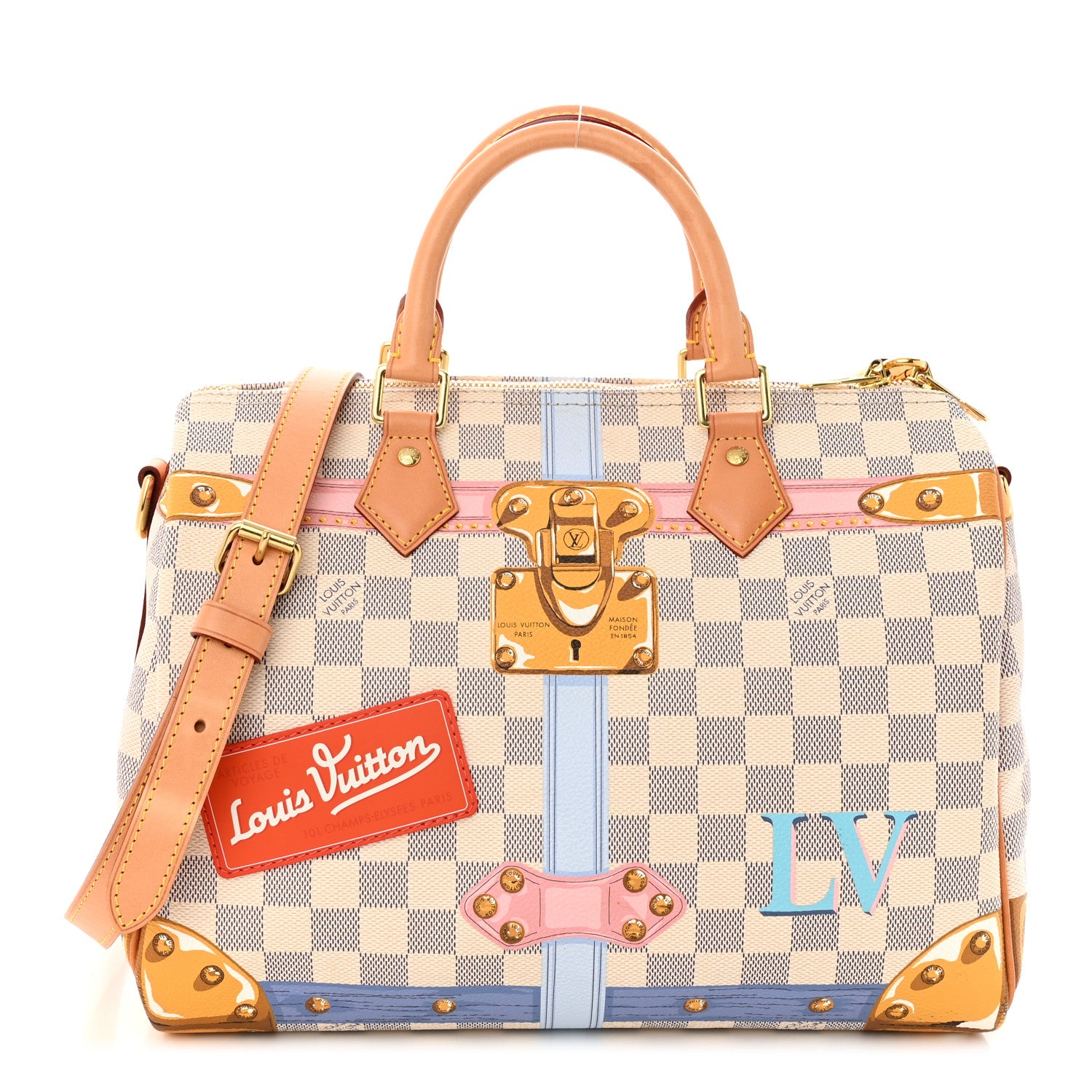 Louis Vuitton Damier Azur Summer Trunks Speedy Bandouliere 30 1 of 13