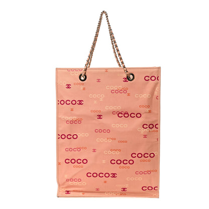 Chanel Canvas Printed Logo Tote Pink 1 of 7