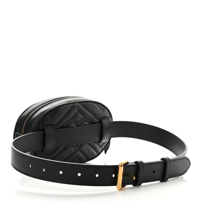 Gucci Calfskin Matelasse GG Marmont Belt Bag 85 34 Black 3 of 11