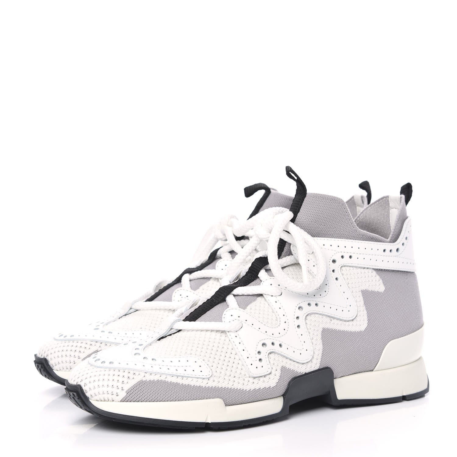 Hermes Mesh Calfskin Action Sneakers 38 Gris Clair Multicolor 3 of 7