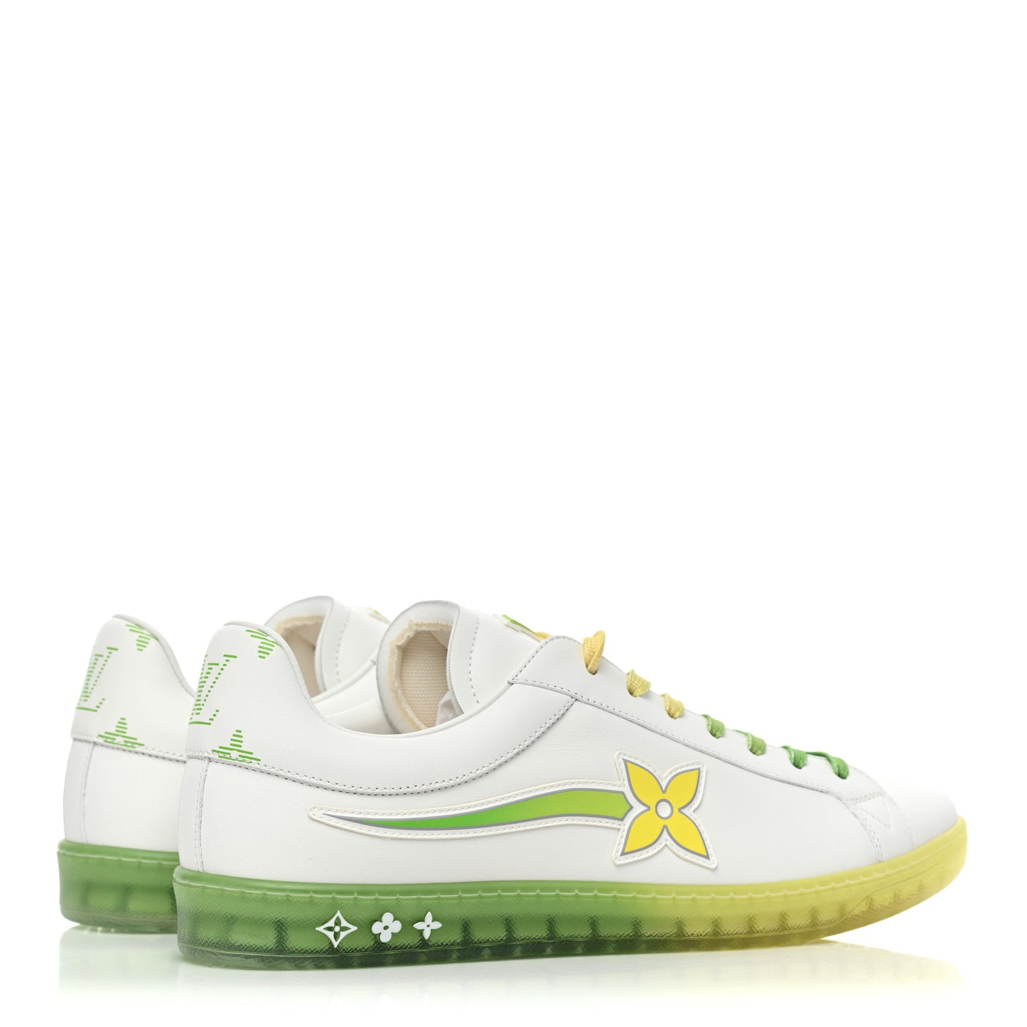 Calfskin Mens Luxembourg Samothrace Sneakers 9 White Yellow Green
