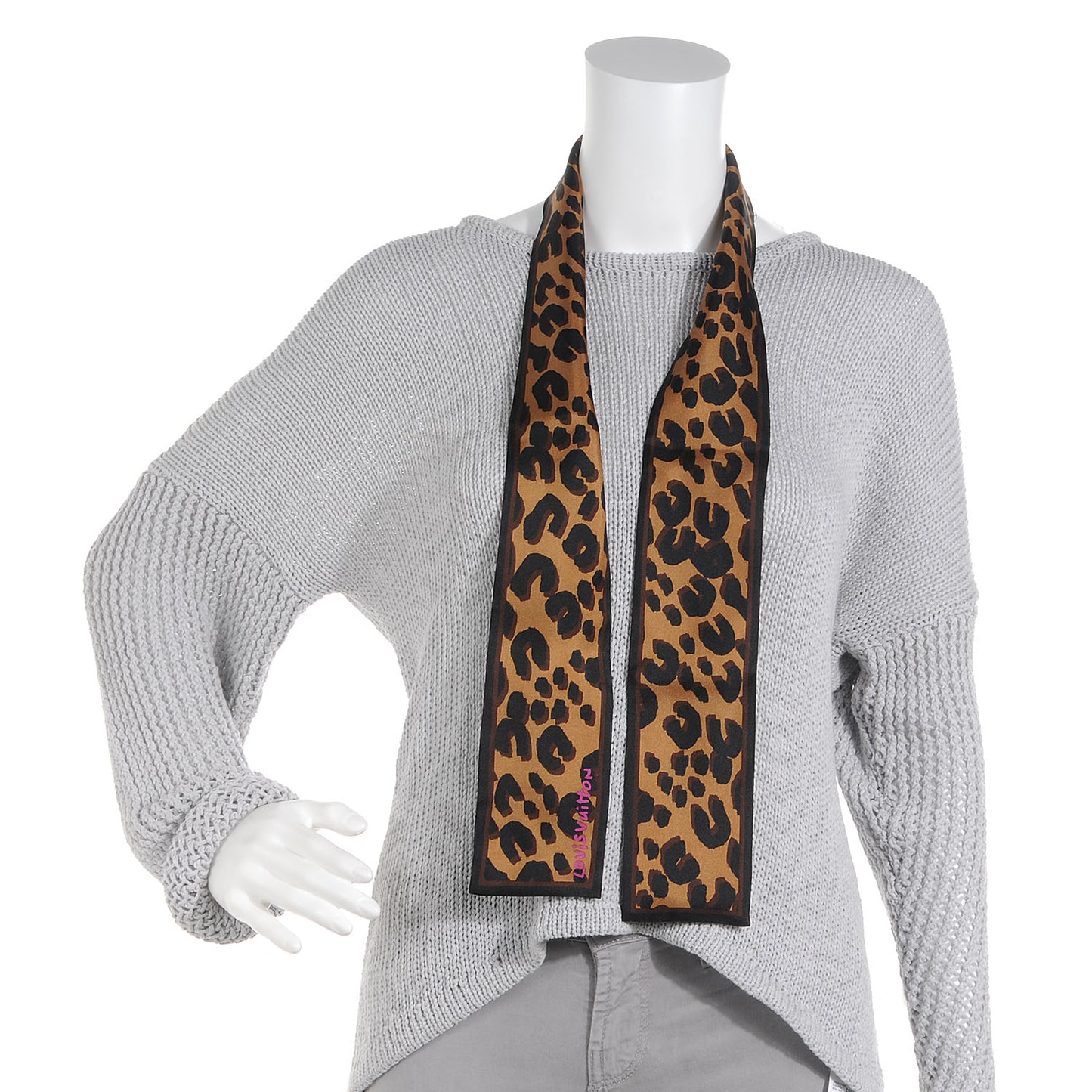 Silk Leopard Bandeau Scarf Marron