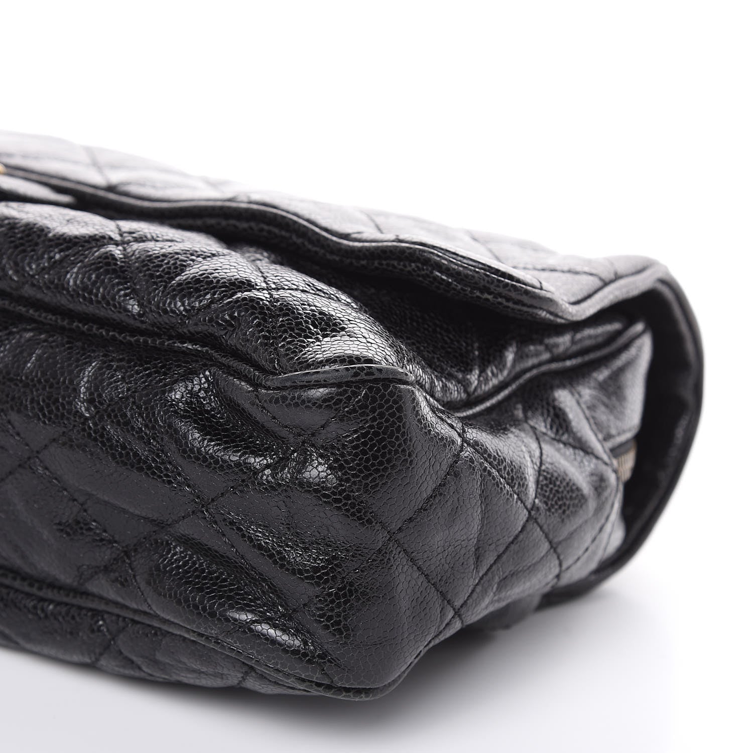 Chanel Crumpled Grained Calfskin Quilted Large Shiva Flap Black 9 of 10