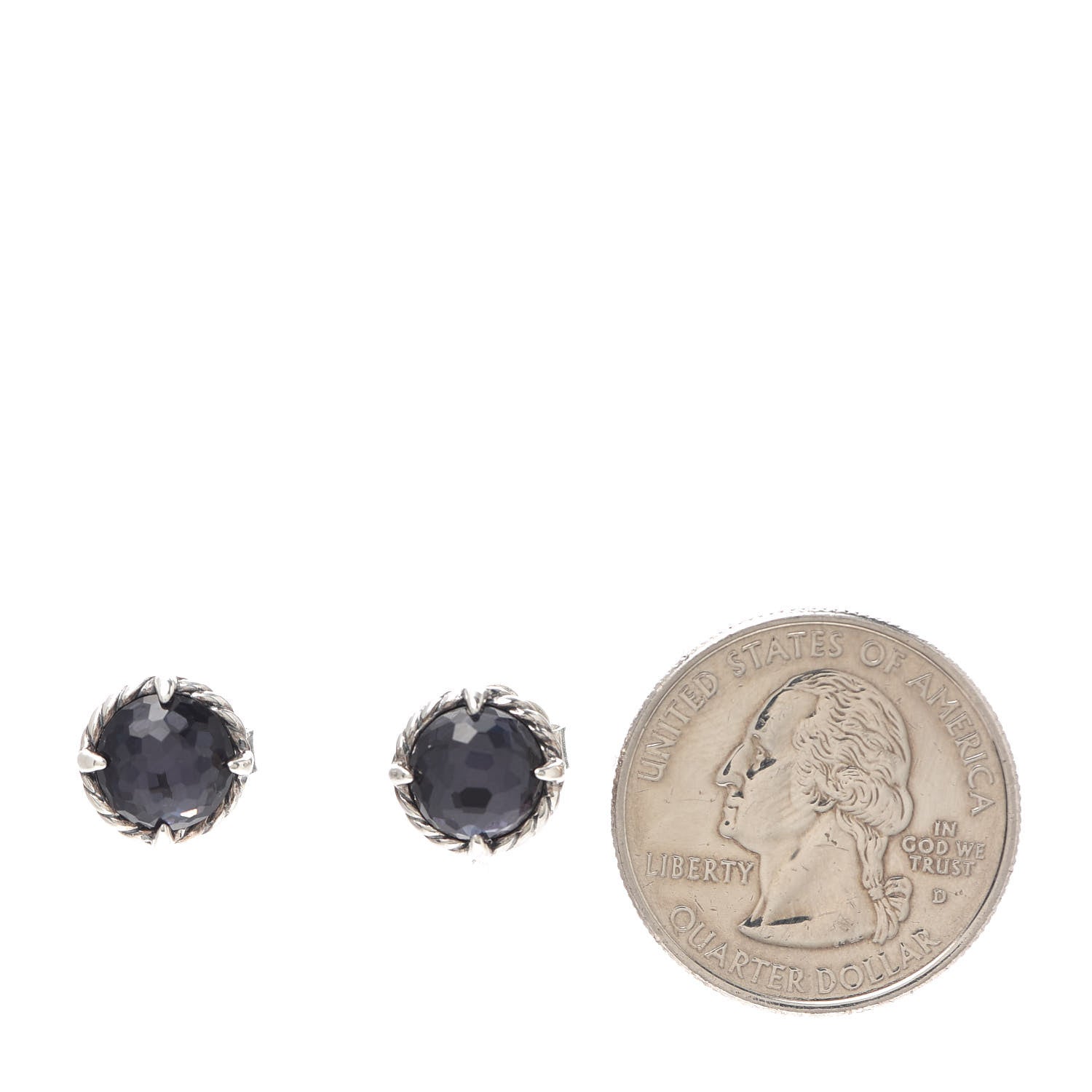 David Yurman Sterling Silver Black Orchid 8mm Chatelaine Earrings 2 of 4